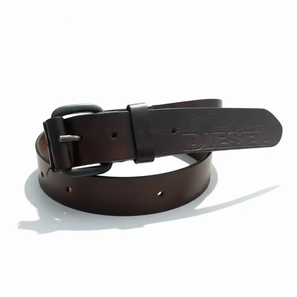Diesel Men's Size 95/38 100% Cow Leather Belt Extra Tough Superior Brown Logo